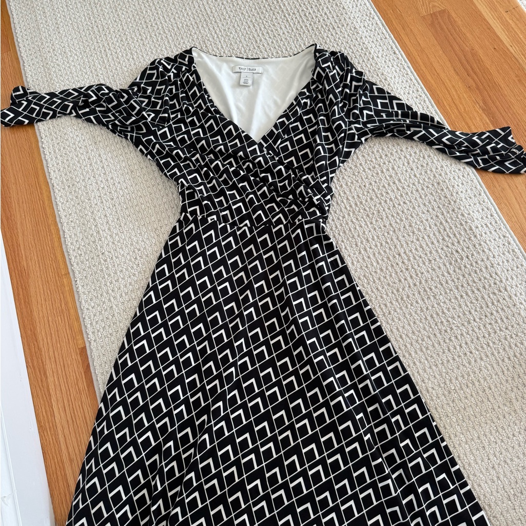 Black & White Geometric Midi Dress